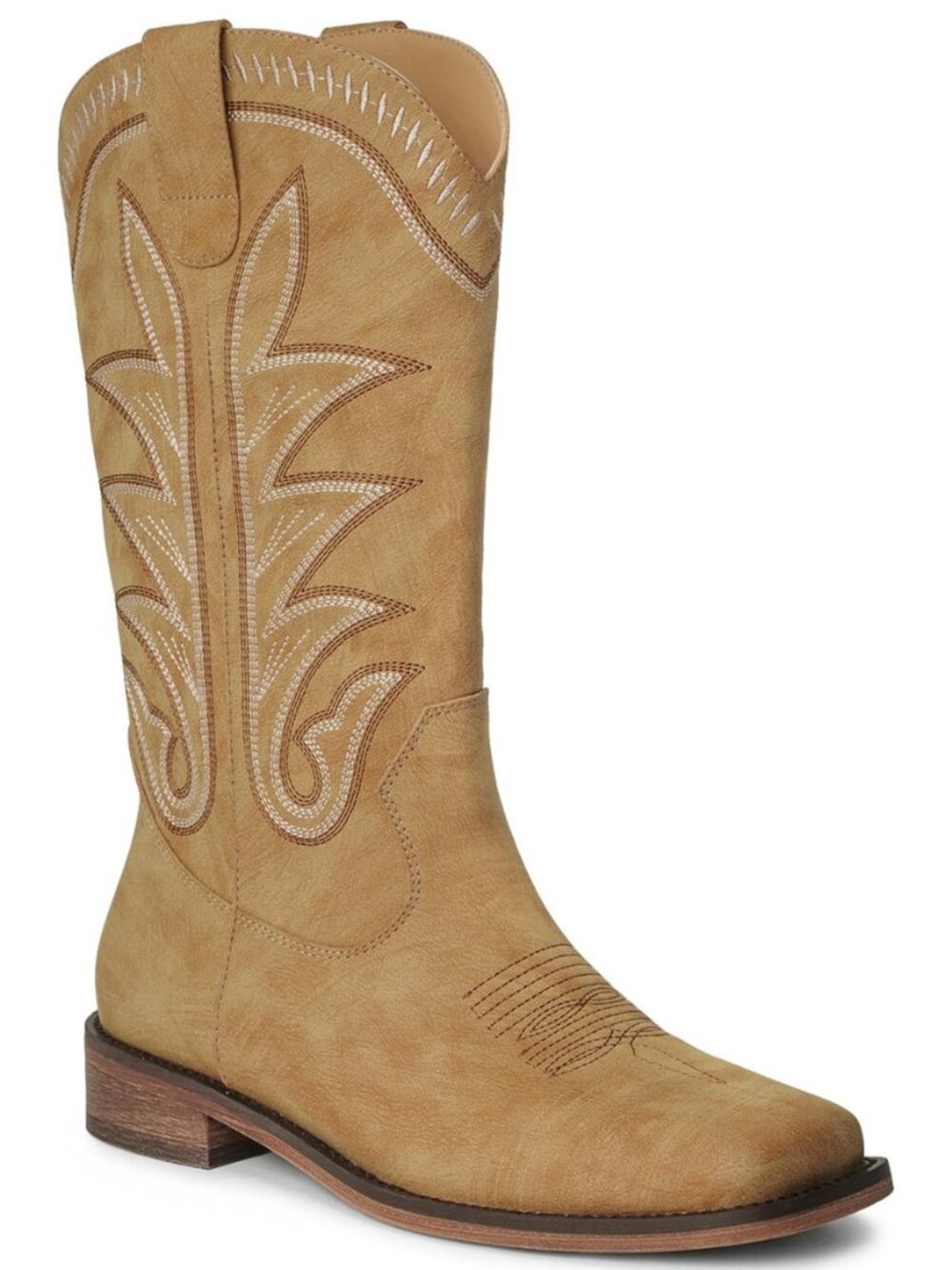 Western Cowboy Boots for Women Square Toe Wide Calf Cowgirl Boots Pointed Toe
